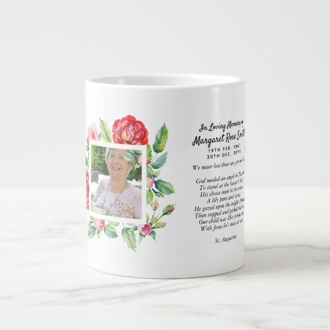 Memorial Gift For Loss of Mother PHOTO Bereavement Large Coffee Mug (Front)