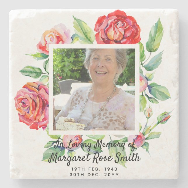 Memorial Gift For Loss of Mother PHOTO Bereavement Stone Coaster (Front)