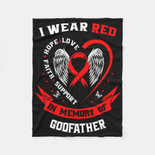 Memorial Gifts For Loss Of Godfather Heart Disease Fleece Blanket
