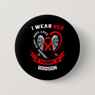 Memorial Gifts For Loss Of Godson Heart Disease Aw 6 Cm Round Badge