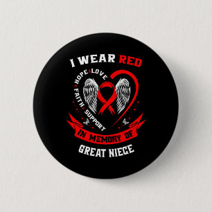 Memorial Gifts For Loss Of Great Niece Heart Disea 6 Cm Round Badge