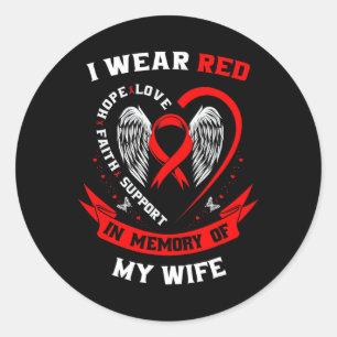 Memorial Gifts For Loss Of Wife Heart Disease Awar Classic Round Sticker