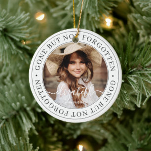 Memorial Gone But Not Forgotten Elegant Chic Photo Ceramic Tree Decoration