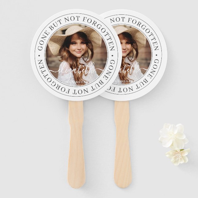 Memorial Gone But Not Forgotten Elegant Chic Photo Hand Fan (Front and Back)
