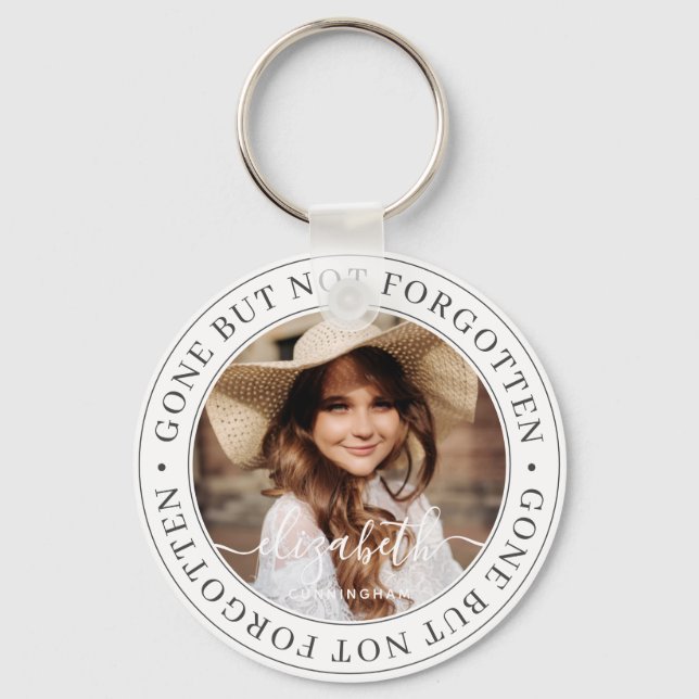 Memorial Gone But Not Forgotten Elegant Chic Photo Key Ring (Front)