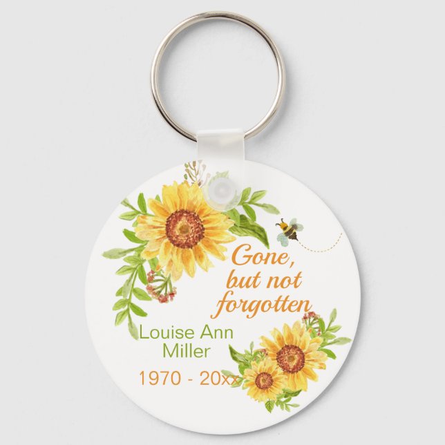  Memorial Gone But Not Forgotten Floral Sunflower  Key Ring (Front)