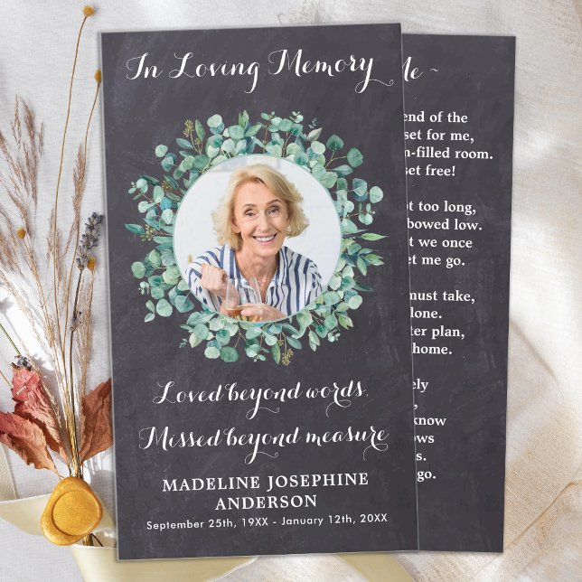 Memorial Greenery Eucalyptus Funeral Prayer Card (Creator Uploaded)
