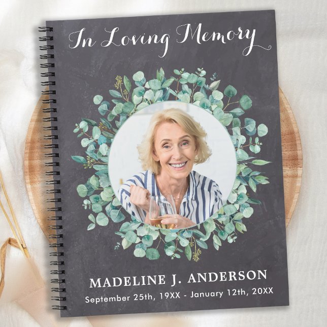 Memorial Greenery Funeral Guestbook Chalkboard  Notebook (Creator Uploaded)