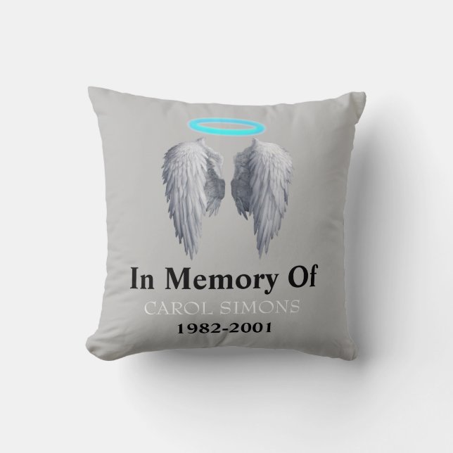Memorial Halo & Angel Wings Cushion (Front)
