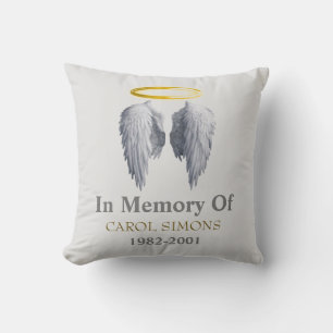 Memorial Halo & Angel Wings Throw Pillow