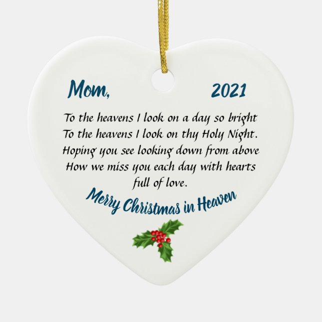 Memorial Heart Christmas Ornament Mum (Front)