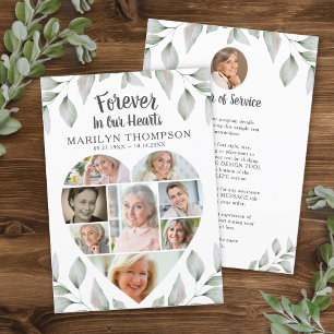 Memorial Heart Photo Collage Greenery Program Programme