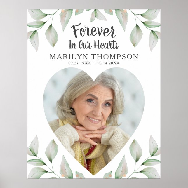 Memorial Heart Shaped Photo FOREVER IN OUR HEARTS Poster (Front)