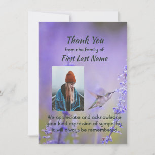 Memorial Hummingbird Lavender Thank you