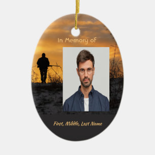Memorial Hunter Hunting Stalking Game Ceramic Tree Decoration