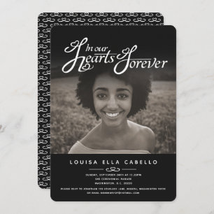 Memorial in hearts photo funeral black invitations