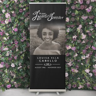 Memorial in hearts photo funeral mono banner