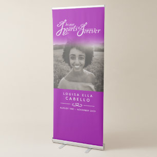 Memorial in hearts photo funeral purple banner