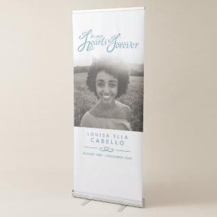 Memorial in hearts photo funeral white banner