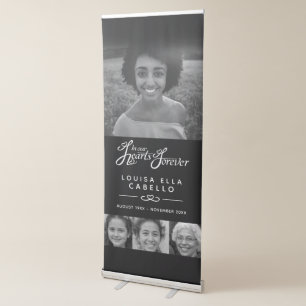 Memorial in hearts photos funeral black banner