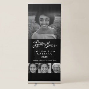 Memorial in hearts photos funeral mono banner