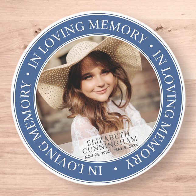 Memorial In Loving Memory Classic Custom Photo Classic Round Sticker (Creator Uploaded)
