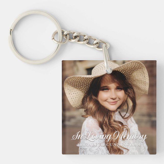 Memorial In Loving Memory Classic Elegant Photo Key Ring (Front)