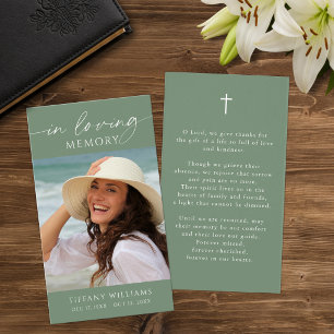 Memorial In Loving Memory Cross Photo Prayer Card