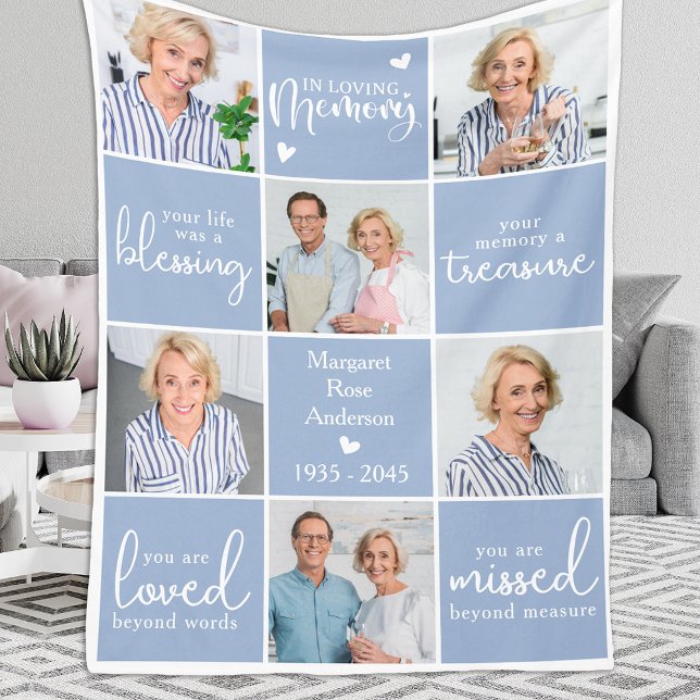 Memorial IN LOVING MEMORY Custom 6 Multi Photo Fleece Blanket (Creator Uploaded)