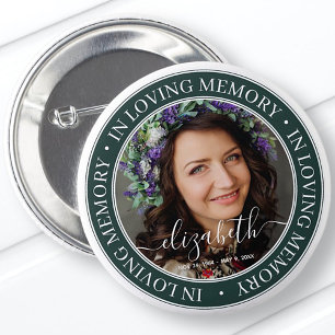 Memorial In Loving Memory Elegant Classic Photo 6 Cm Round Badge