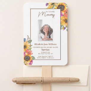Memorial In Loving Memory Floral Order of Service Hand Fan