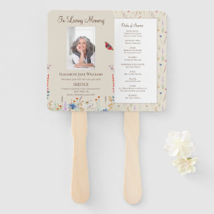 Memorial In Loving Memory Floral Order of Service Hand Fan