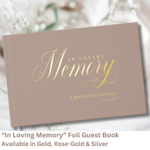 Memorial "In Loving memory" Gold-Foil, Brown Guest Book