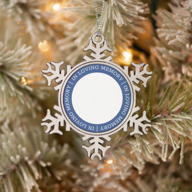 Memorial In Loving Memory Modern Custom Photo Snowflake Pewter Christmas Ornament (Tree)