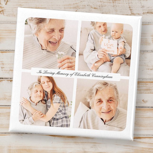 Memorial In Loving Memory Modern Elegant 4 Photos Magnet (Creator Uploaded)
