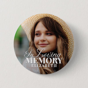 Memorial In Loving Memory Modern Elegant Photo 6 Cm Round Badge
