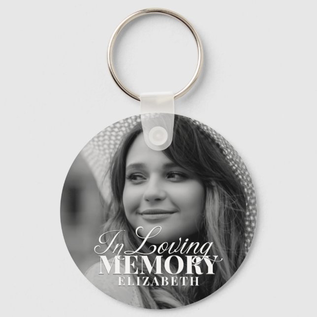 Memorial In Loving Memory Modern Elegant Photo Key Ring (Front)