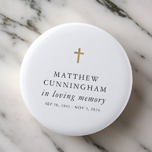 Memorial In Loving Memory Modern Simple Cross 6 Cm Round Badge