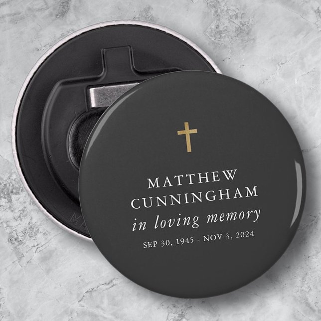 Memorial In Loving Memory Modern Simple Cross Bottle Opener (Creator Uploaded)