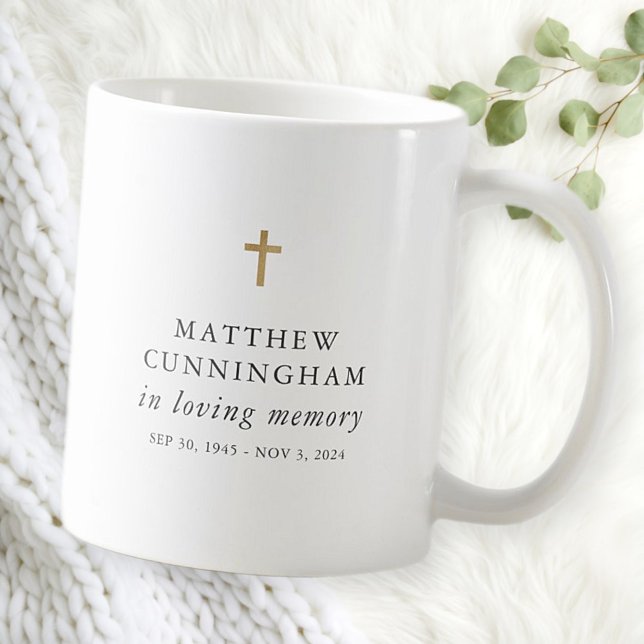 Memorial In Loving Memory Modern Simple Cross Coffee Mug (Creator Uploaded)