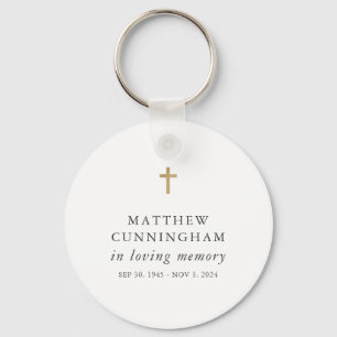 Memorial In Loving Memory Modern Simple Cross Key Ring