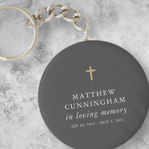 Memorial In Loving Memory Modern Simple Cross Key Ring