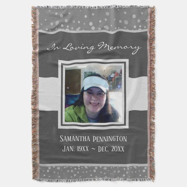 Memorial In Loving Memory Photo Throw Blanket (Front Vertical)