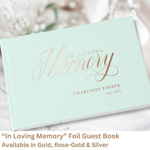Memorial "In Loving memory" Rose-Gold-Foil, Mint Guest Book