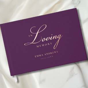 Memorial "In Loving memory" Rose-Gold-Foil, Violet Guest Book