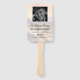 Memorial In Loving Memory Sunset Order of Service Hand Fan