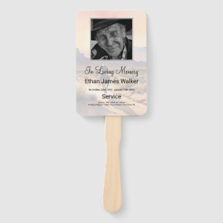 Memorial In Loving Memory Sunset Order of Service Hand Fan