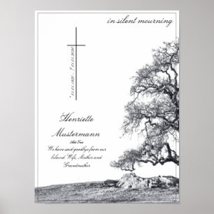 Memorial in silent mourning - tree on meadow poster