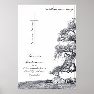 Memorial in silent mourning - tree on  meadow poster
