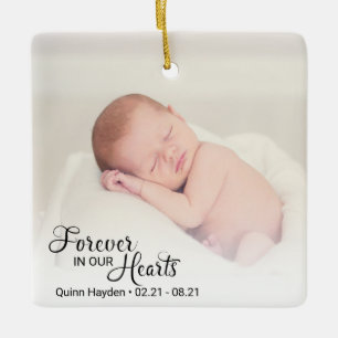 Memorial Infant Photo Forever In Our Hearts Ceramic Ornament